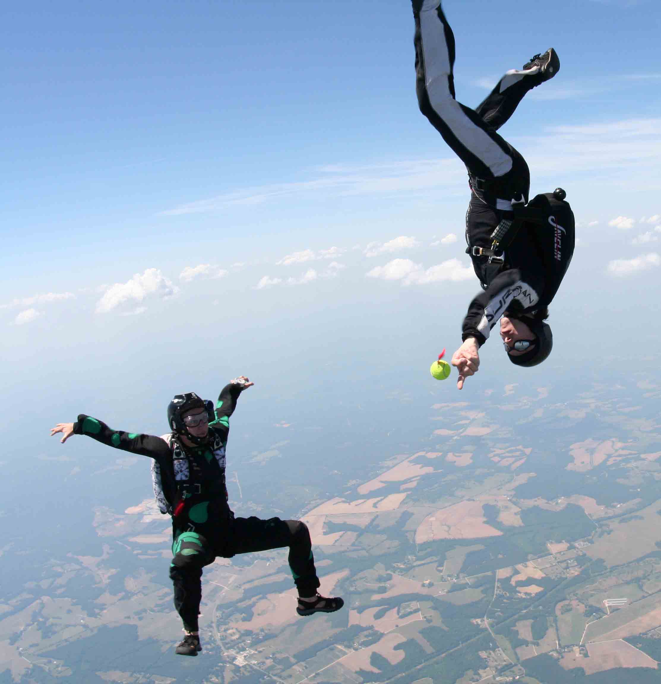 Whitney and Dave fly with the ball